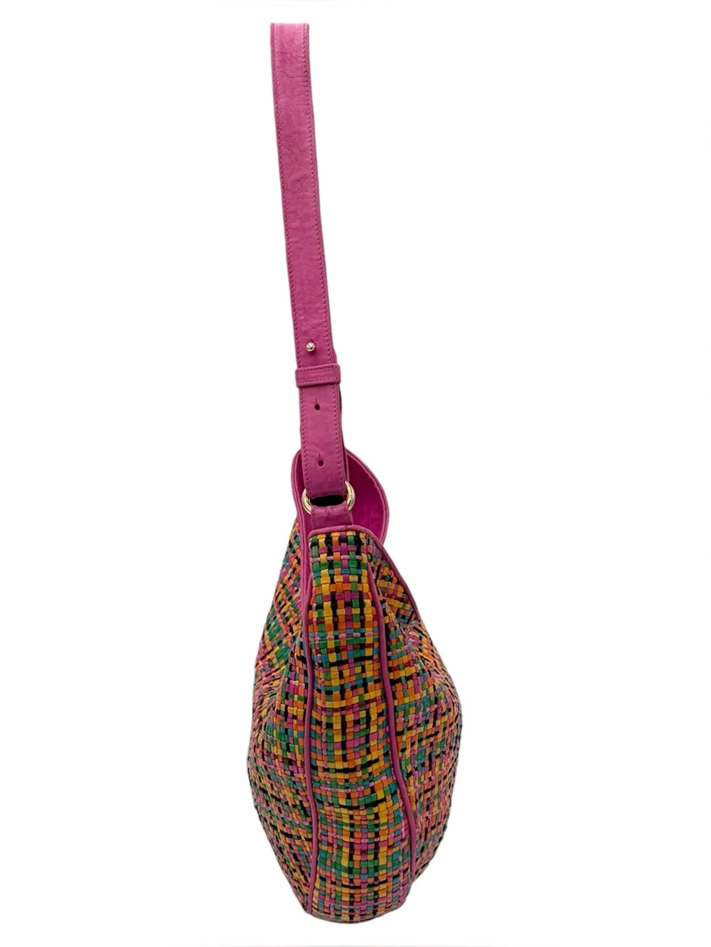 Vintage Valentino Garavani Multicolor Woven Leather Hobo Crossbody Bag